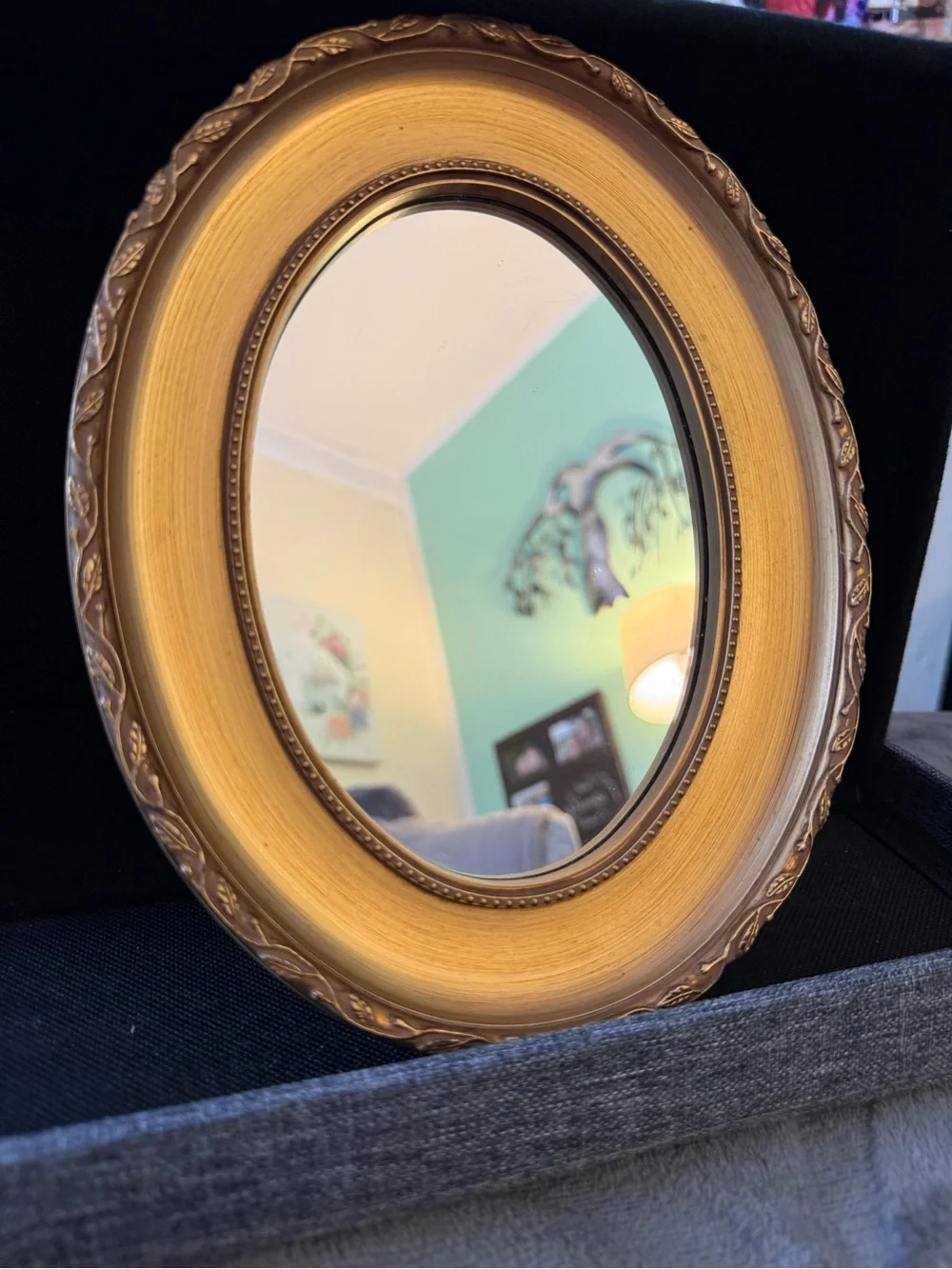 Vintage Gold Oval Wall Mirror In Ornate Frame   OSP